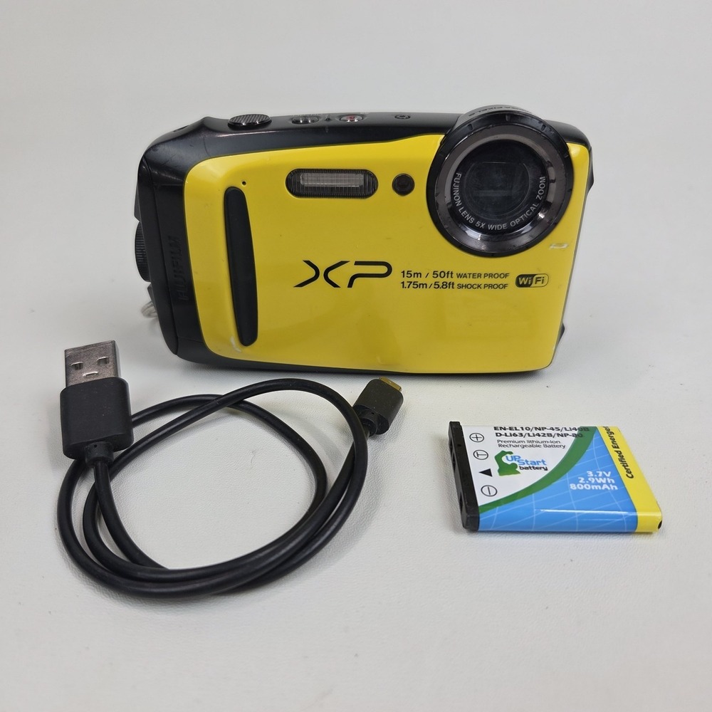 Fujifilm Finepix XP90 Digital Camera Yellow 16.4MP Waterproof w/ Battery TESTED